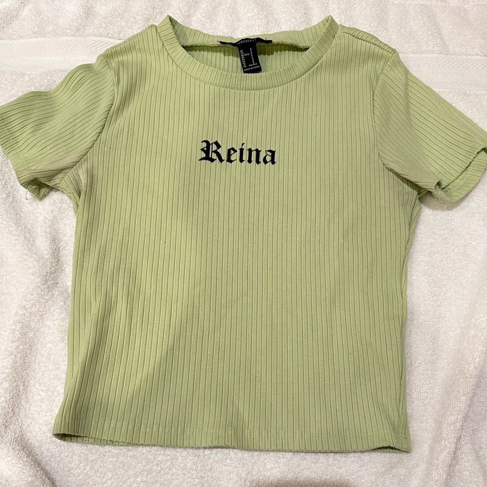 Forever 21 green ribbed women top